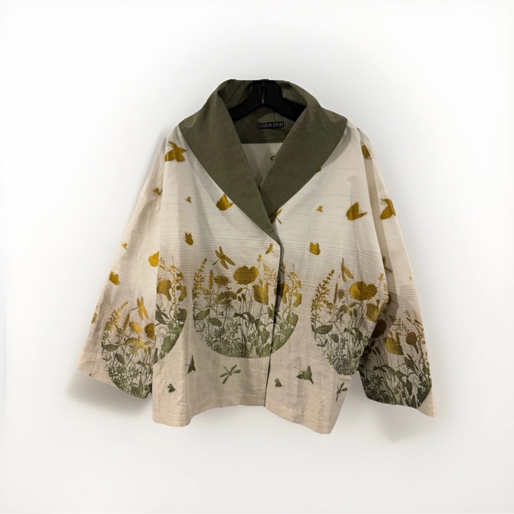 Gudrun Grenz White & Green Nature Scenic Printed Jacket Medium